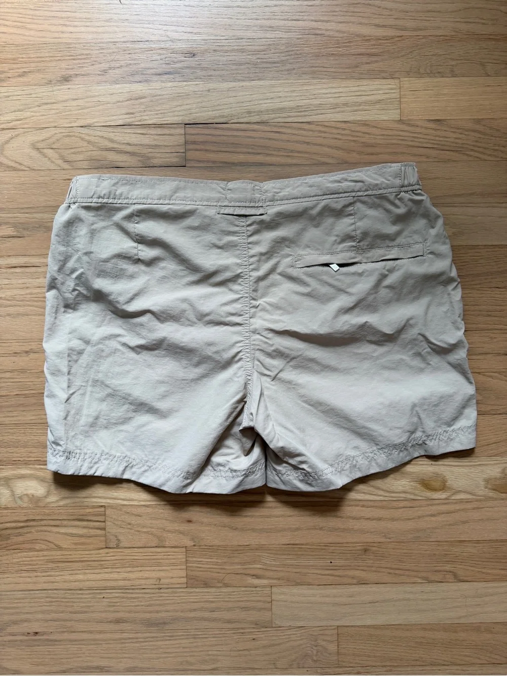 H&M Beige Swim Trunks with Navy Side Stripes